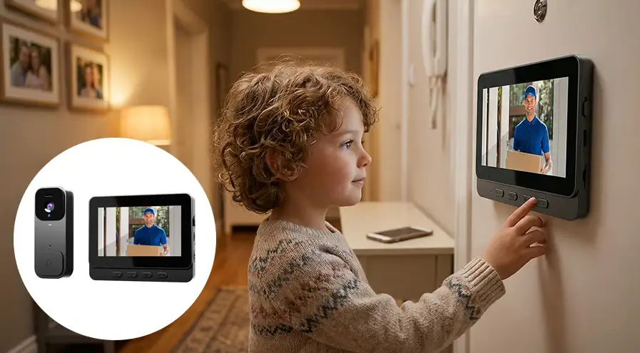Smart video doorbell with indoor screen